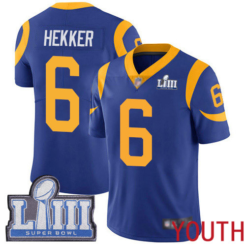 Los Angeles Rams Limited Royal Blue Youth Johnny Hekker Alternate Jersey NFL Football 6 Super Bowl LIII Bound Vapor Untouchable